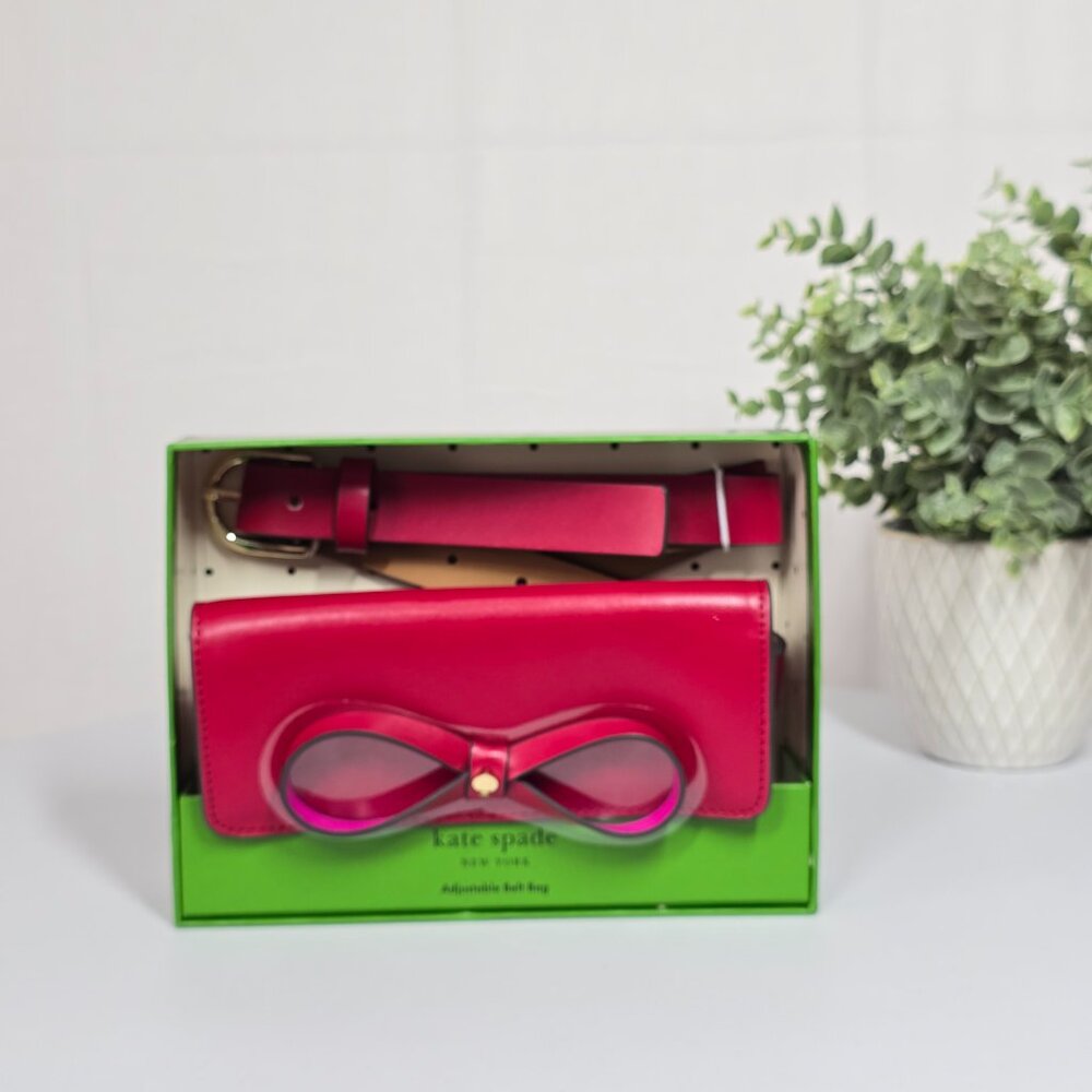 Kate Spade Leather Bow Belt Red NEW - Gift Box